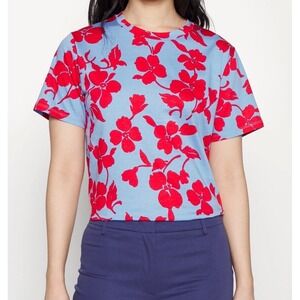 Weekend Max Mara floral cotton Jersey Tshirt Sz M coastal italian luxury riviera